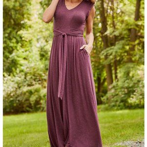 Matilda Jane Plum Tie-Waist Chasing Waterfalls Maxi Dress